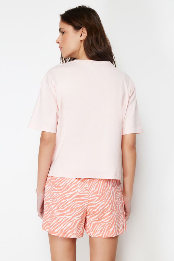 Trendyol Kurzer Pyjama-Set mit Animal-Print Rosa