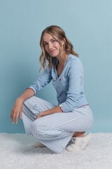 HI&BYE Duga pidžama sa plavim kariranim uzorkom  Plava