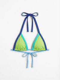 HI&BYE Zeleni trouglasti halter top bikinija