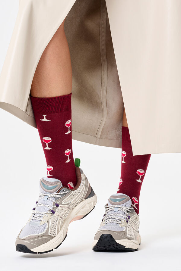 Happy Socks Meias unissex para copo de vinho estampado