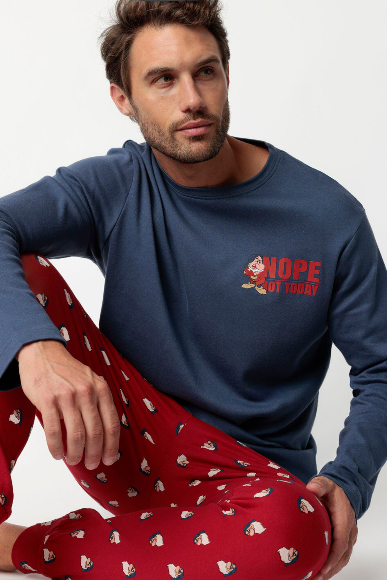 Admas Pijama largo Grumpy 100% algod&oacute;n para hombre