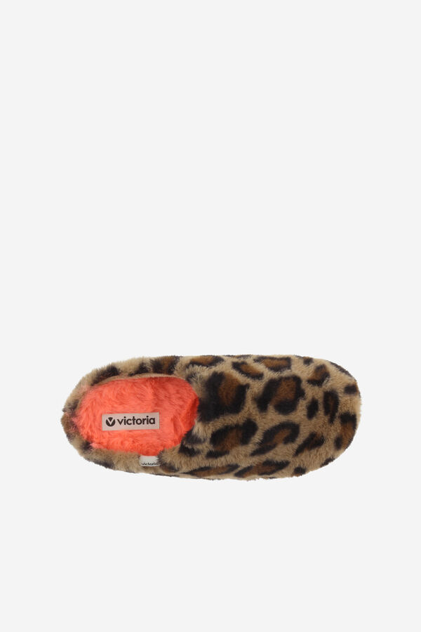 Victoria Chinelos de quarto com estampa de animais bege