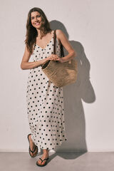 Women'secret Crno-bela duga haljina sa tufnama Bež