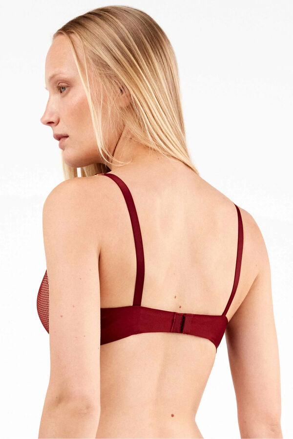 Gisela Push-up hat&aacute;s&uacute; vir&aacute;gmint&aacute;s csipke bralette melltart&oacute; burgundia