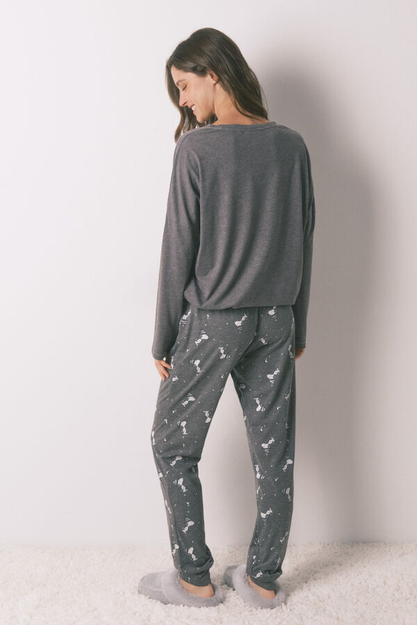 Women'secret Duga pidžama sa Snupijem od 100% pamuka Siva