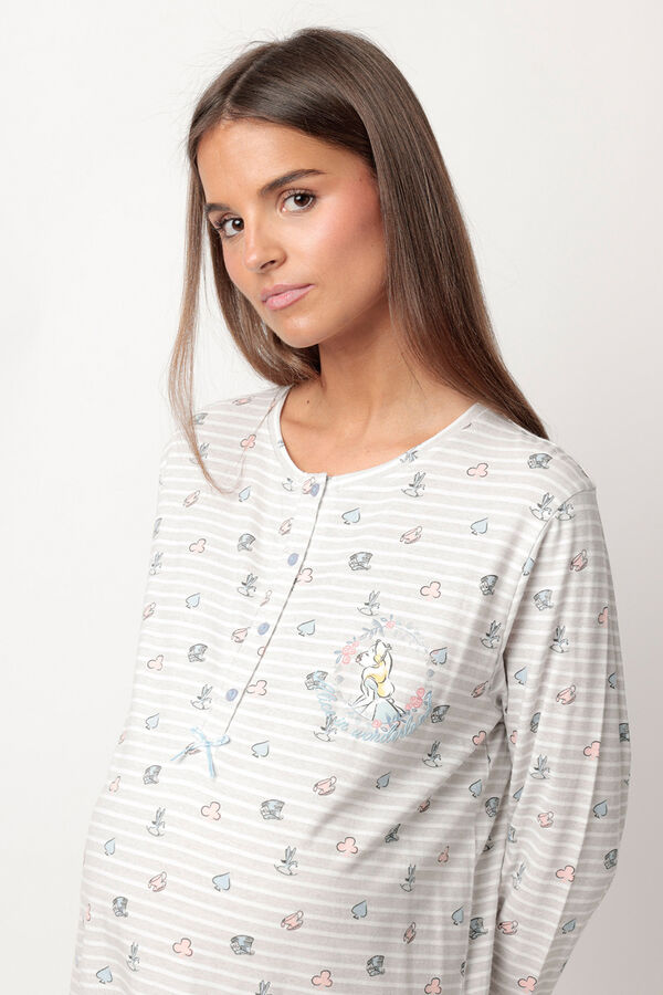 Admas Camis&oacute;n maternity manga larga rayas Alicia Wonderland gris