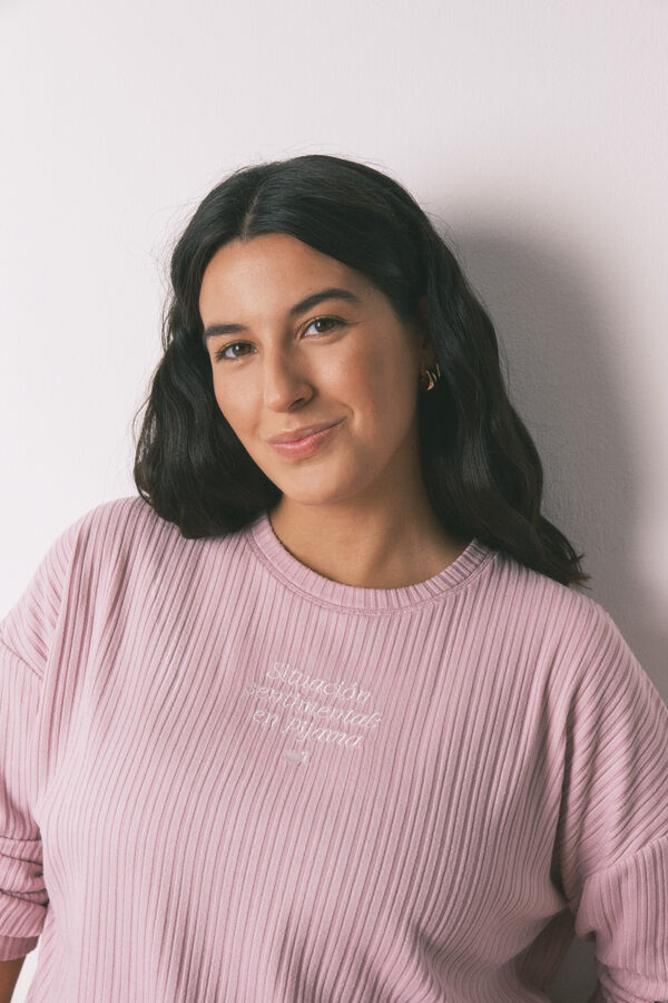 Women'secret Duga pidžama , toplo meko pleten Roze