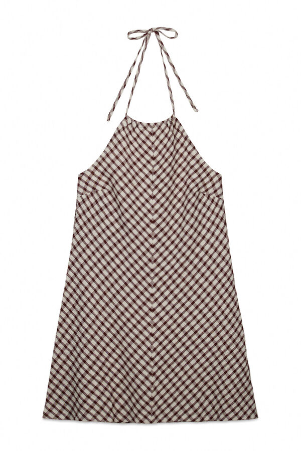 Women'secret Braon kratka haljina sa Vichy printom Braon