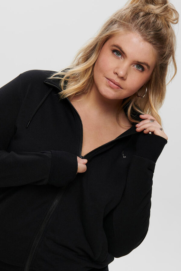 Only Play Curvy Sudadera talla grande con cremallera cuello alto negro