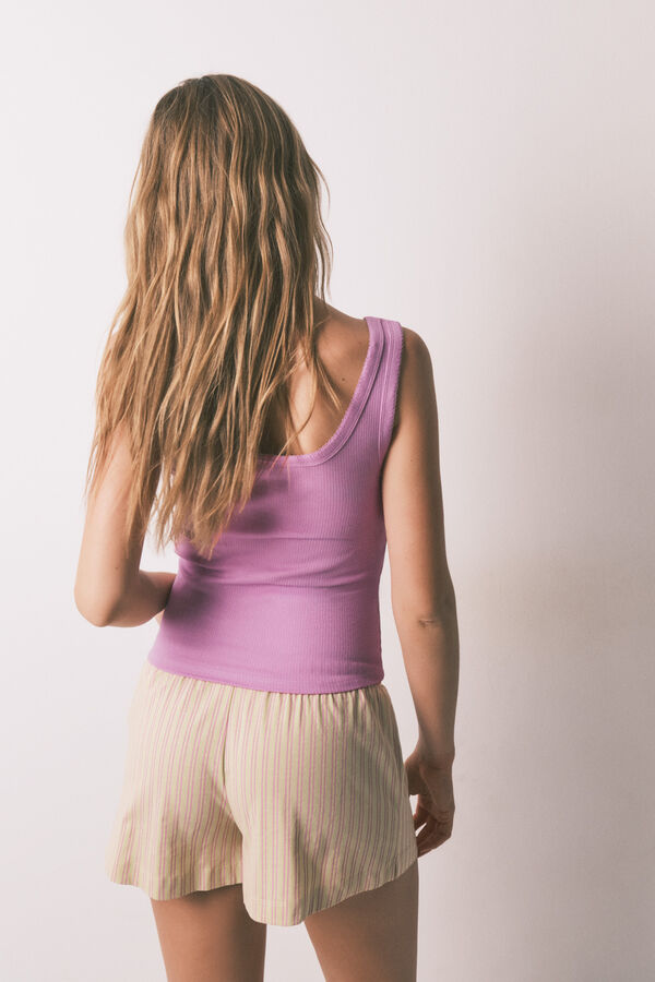 HI&BYE Roze i zelena pamučna kratka pidžama na pruge Ljubičasta