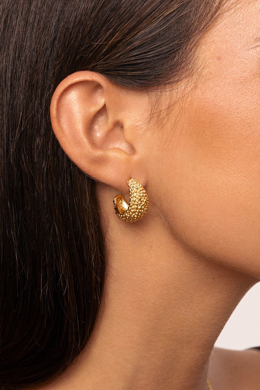 Pendientes Aro Antique Acero Baño Oro