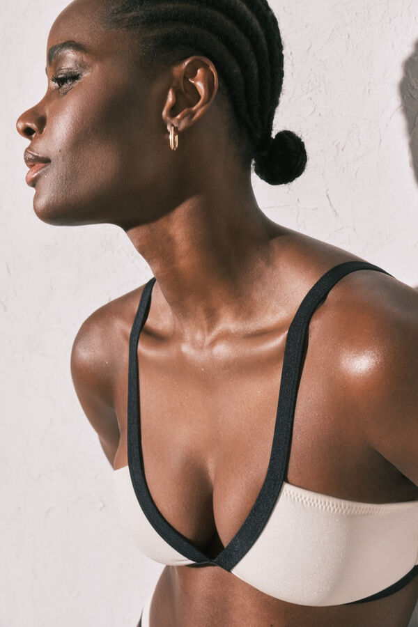 Women'secret Beli polusjajni trouglasti gornji deo bikinija Bež