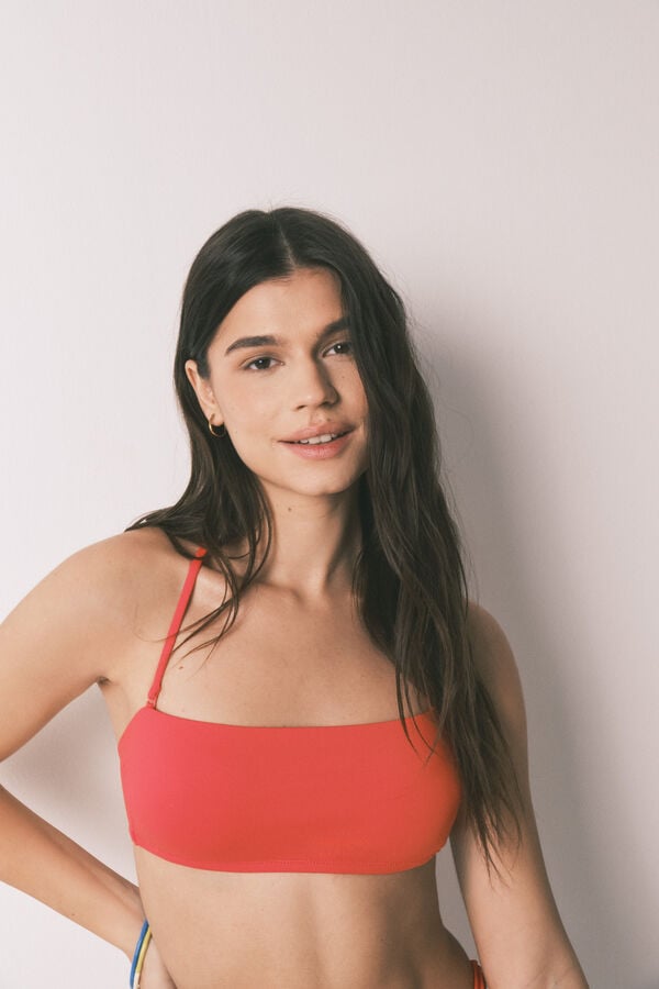 HI&BYE Crveni jednobojni top bikini bandeau Crvena