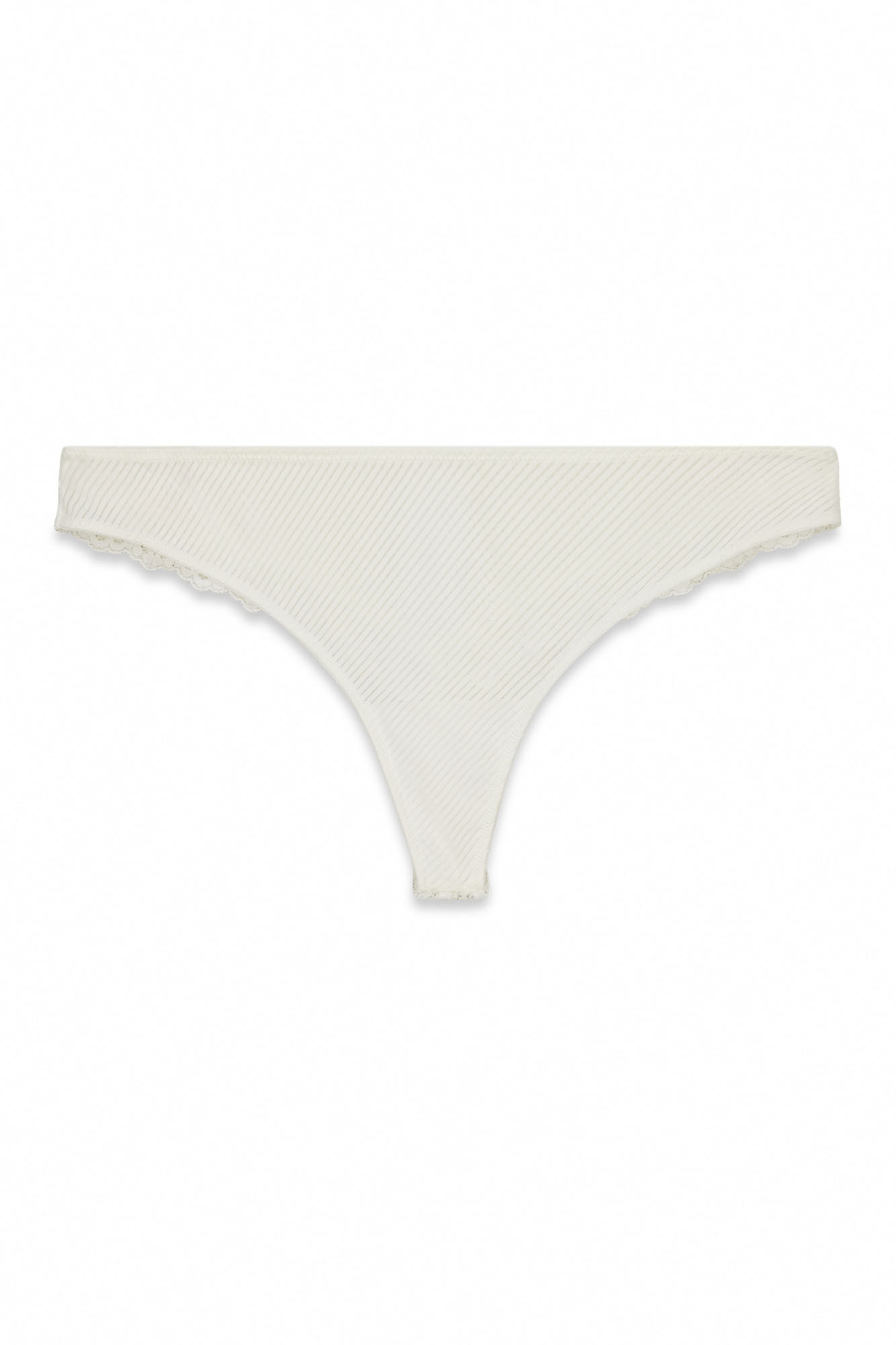 Women'secret Bele mikrofiber prugaste i čipkaste tanga gaćice