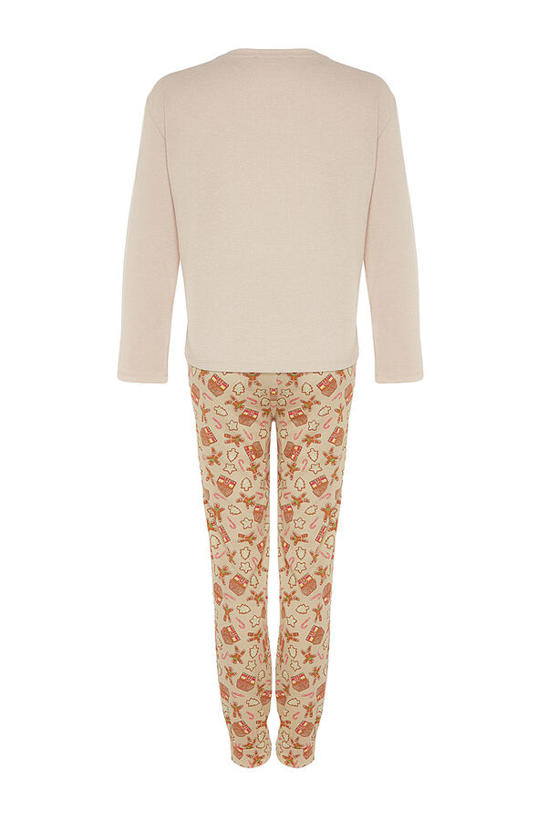 Trendyol Conjunto pijama Galleta jengibre Navidad beige amarillo