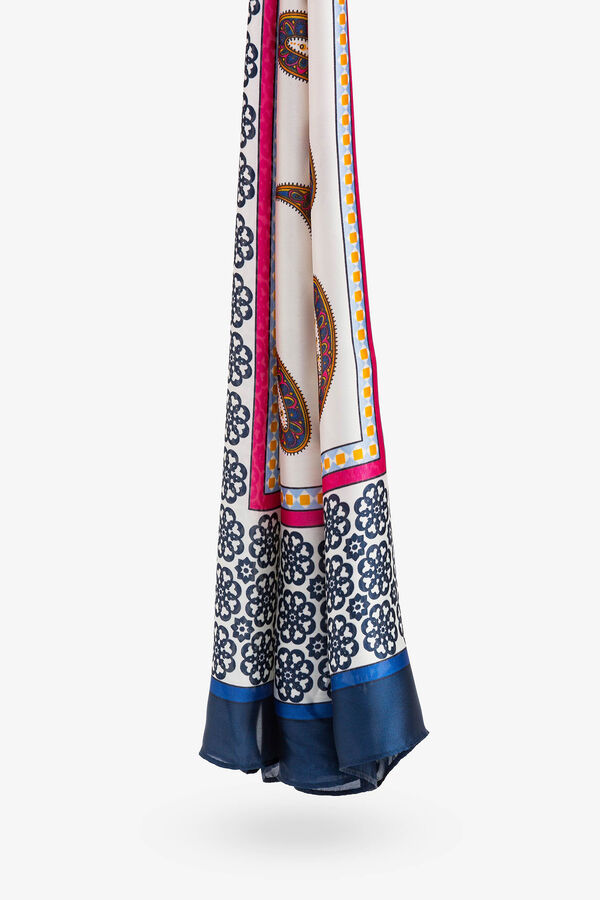 Vilanova Paisley Printed Satin Scarf Blau