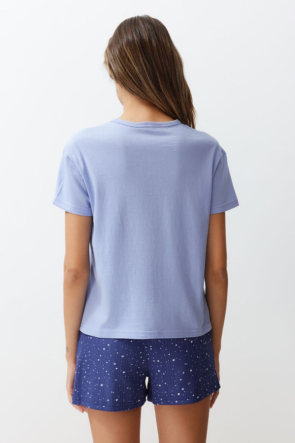 Trendyol Conjunto de pijama curto estampado com estrelas azuis  azul