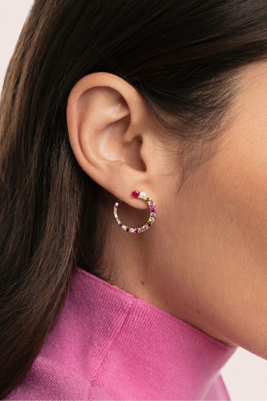 Pendientes Circle Estellar Baño Oro