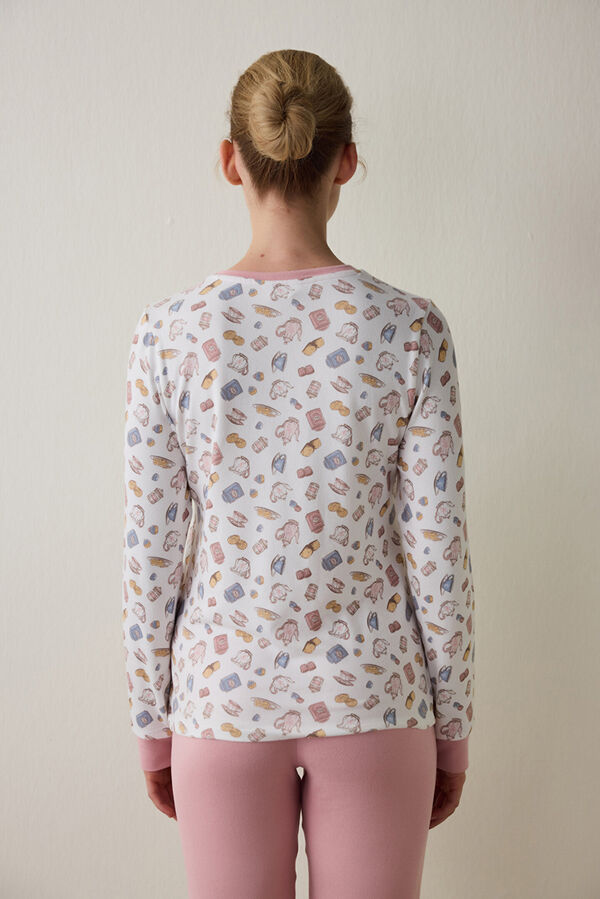 Penti Tea Party long-sleeved pyjama T-shirt printed