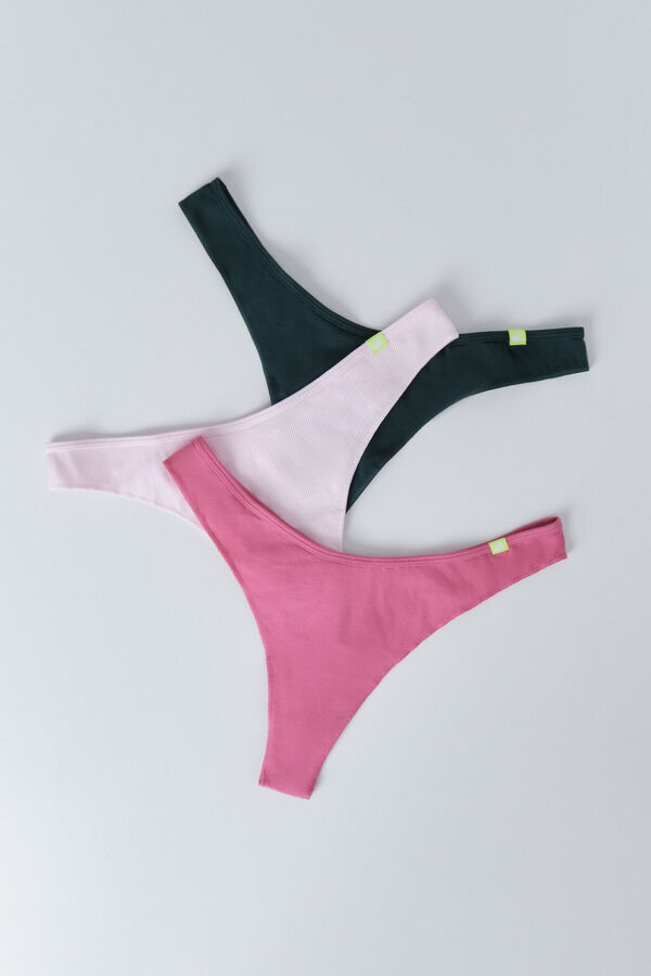 HI&BYE Pacote com 3 tangas em verde, rosa e fúcsia rosa