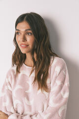 Women'secret Duga pidžama od izuzetno mekanog flisa sa dezenom meseca Roze