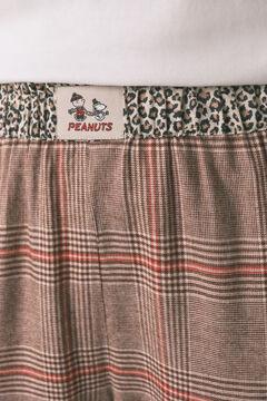 Women'secret Pijama largo 100% algod&oacute;n estampado cuadros Snoopy