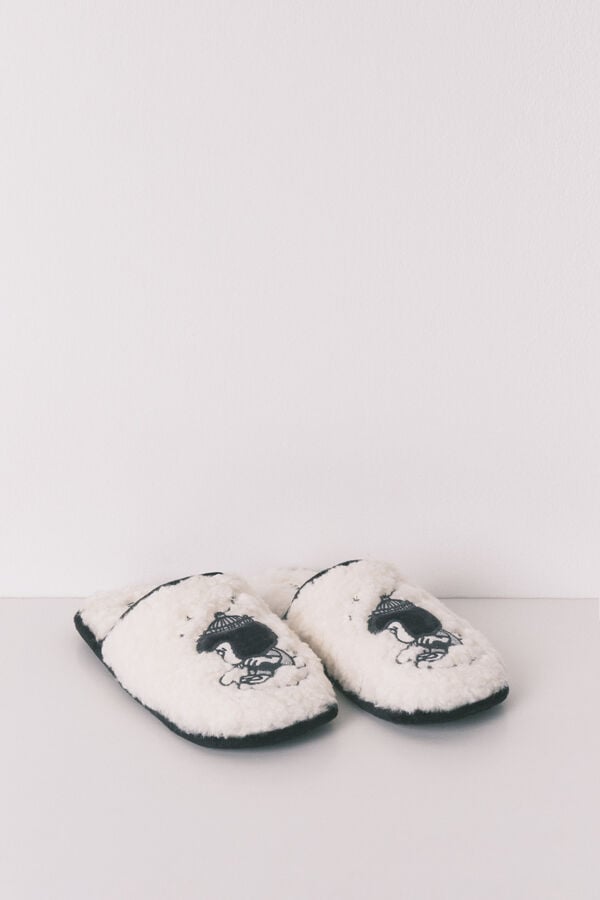 Women'secret Sive sobne papuče od ve&scaron;tačkog jagnjećeg krzna Mafalda Bež