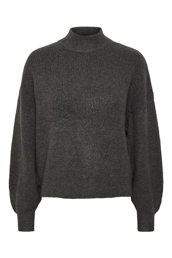 Womensecret Soft-feel jumper with a high neck, puffed sleeves and ribbed fabric. szürke