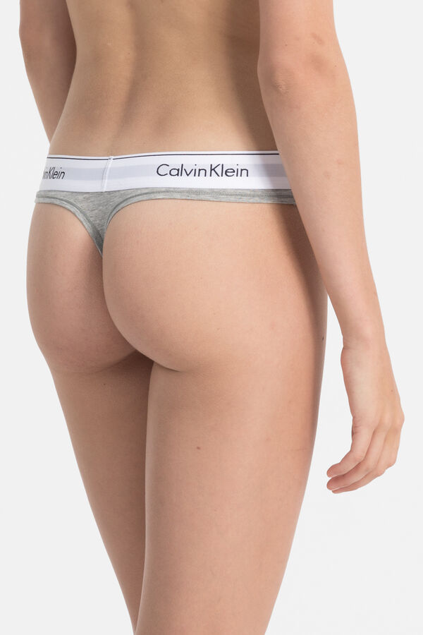 Calvin Klein Tanga c&oacute;s el&aacute;stico Modern Cotton cinzento