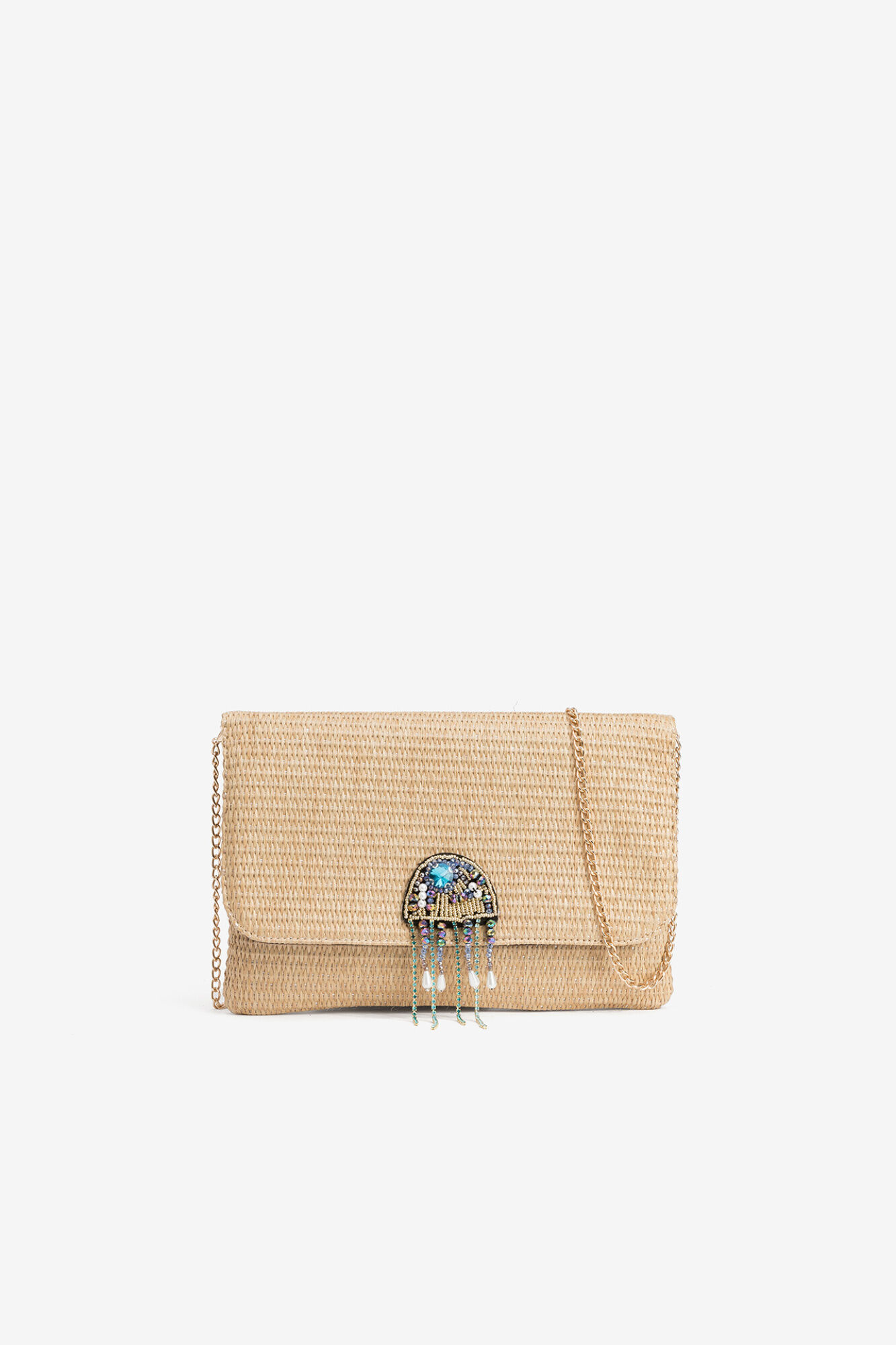 Vilanova Clutch efecto piel con abalorios