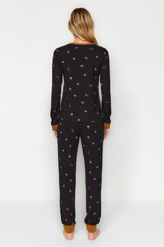 Trendyol Conjunto de pijama jogger preto com estampado floral 