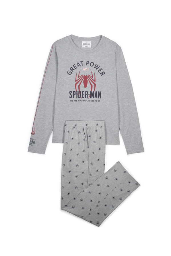 Women'secret Spiderman pamučna duga pidžama Siva