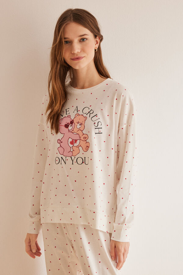 Womensecret Pyjama 100 % Baumwolle Verliebte Bären Weiß