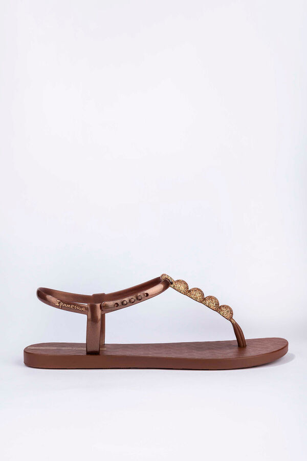 Ipanema Sandalia con tira en T y brillo marr&oacute;n