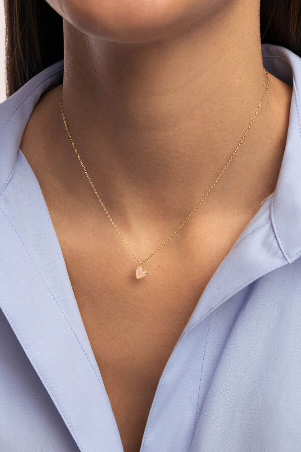 Singularu Collar Adorable Heart Pink Ba&ntilde;o Oro amarillo