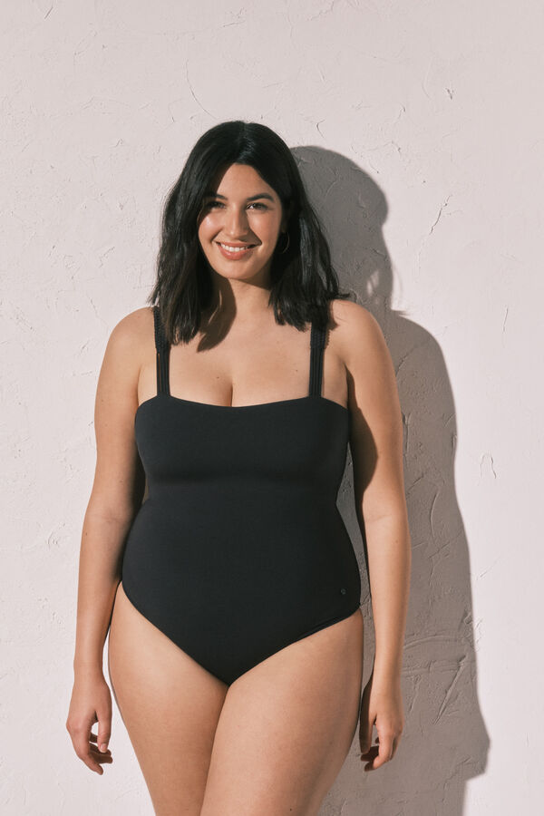 Women'secret Crni kupaći kostim za oblikovanje sa ravnim izrezom Crna