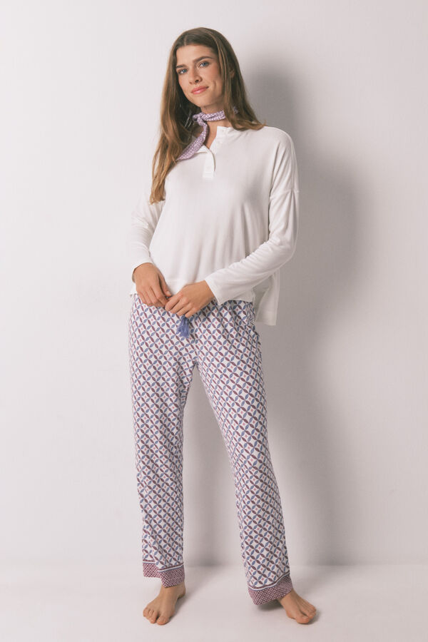 Women'secret Vrećasta bela majica dugi rukav Bela