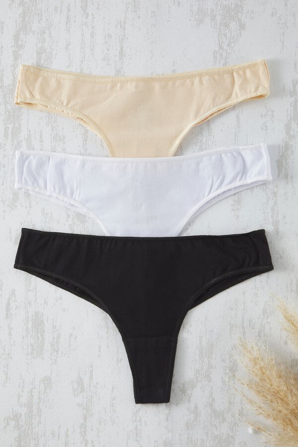 Trendyol Pack de 3 tangas lisos estampado