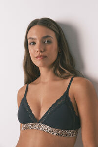 Women'secret PRIRODNI crni trouglasti grudnjak sa životinjskim printom