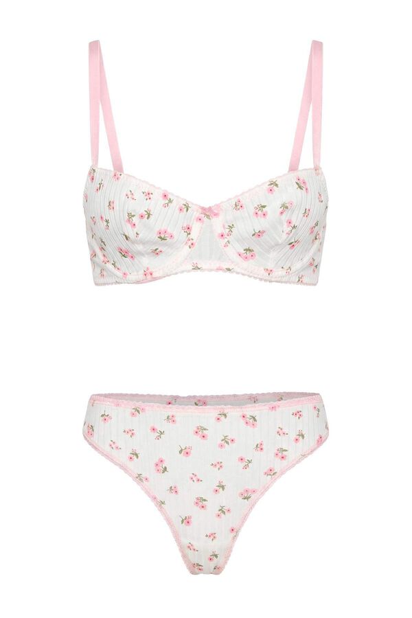 Trendyol Conjunto de ropa interior flores blanco