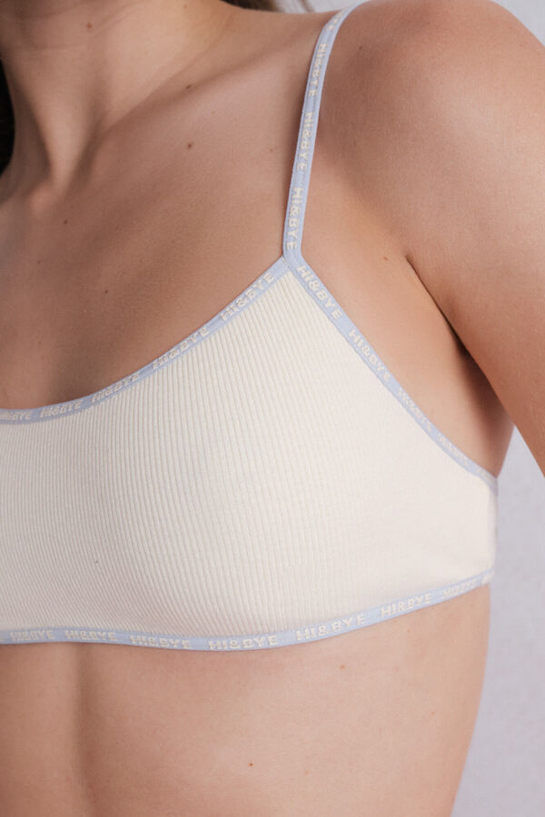 HI&BYE Sárga melltartó top kivehető kosarak rávasalt mintás