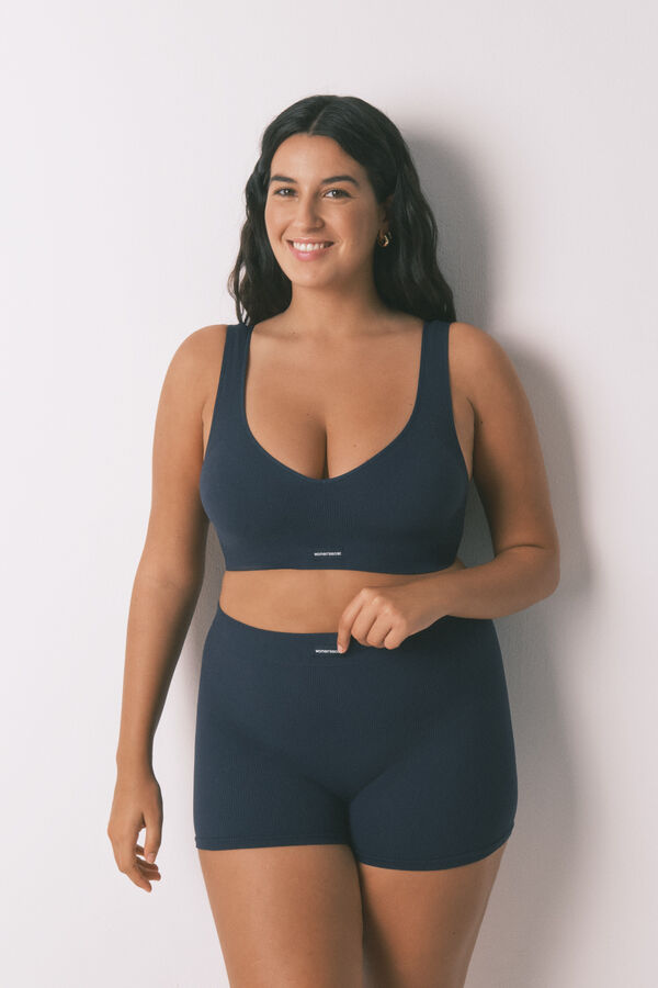 Women'secret Tamnoplave rebraste pantalone Plava