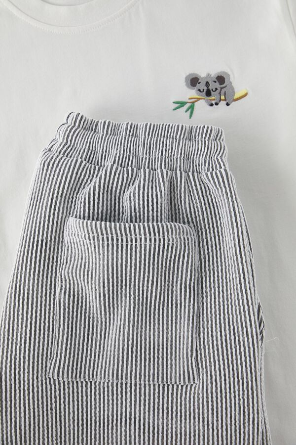 Trendyol Pijama rayas hombre manga corta negro