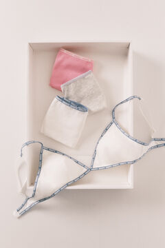 HI&BYE Pack 3 bragas cl&aacute;sicas algod&oacute;n gris, rosa, blanco