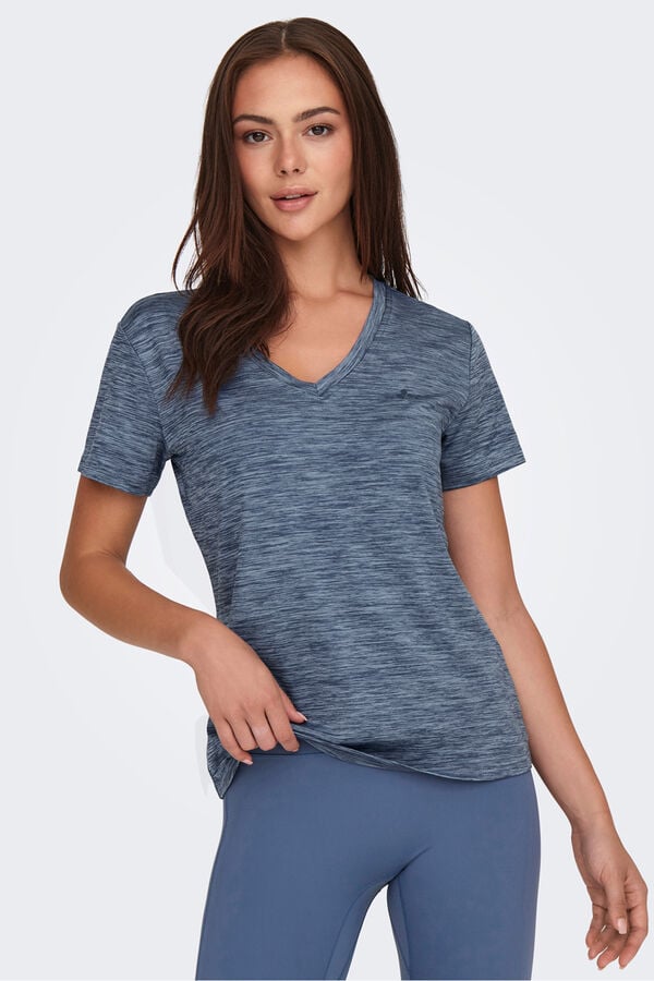 Only Play T-shirt curta com gola em MANGA azul