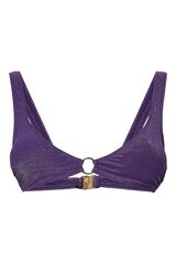 Pieces Bikini top nylon con glitter morado/lila