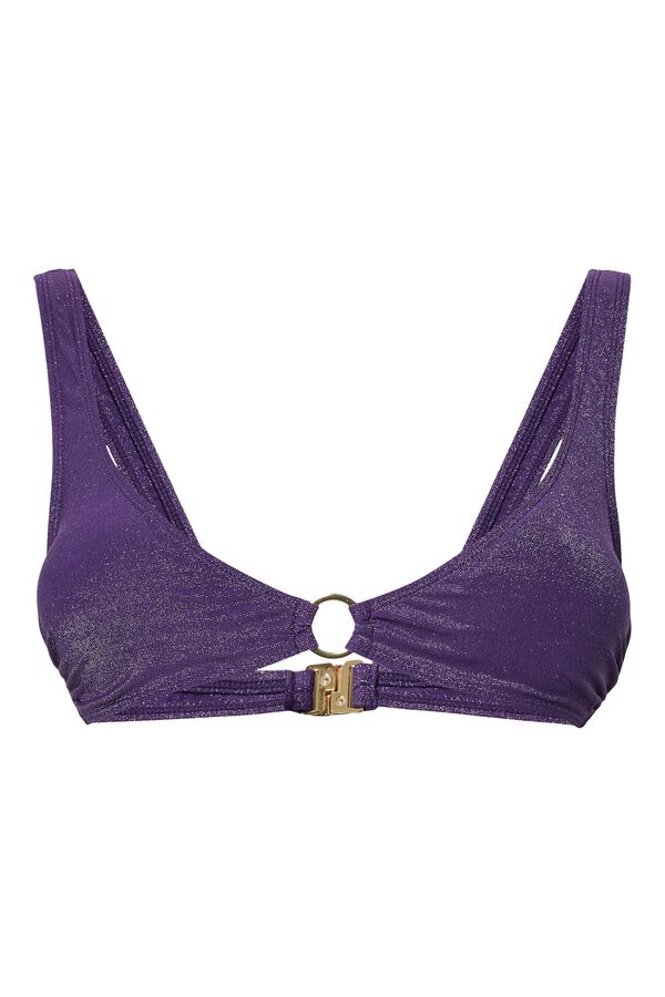 Pieces Bikini top nylon con glitter morado/lila
