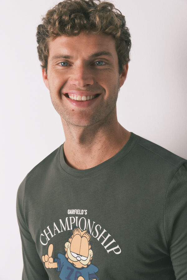 Women'secret Mu&scaron;ka duga pidžama "Garfild" od 100% pamuka Kaki