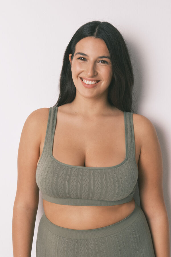 Women'secret Zeleni top grudnjak od trikoa bez &scaron;avova Kaki