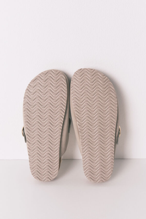 Women'secret Sive krznene papuče u stilu klompi Siva